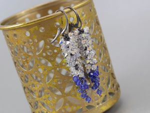 chileart biżuteria autorska Swarovski grona dwukolorowe kolczyki srebro oksydowane